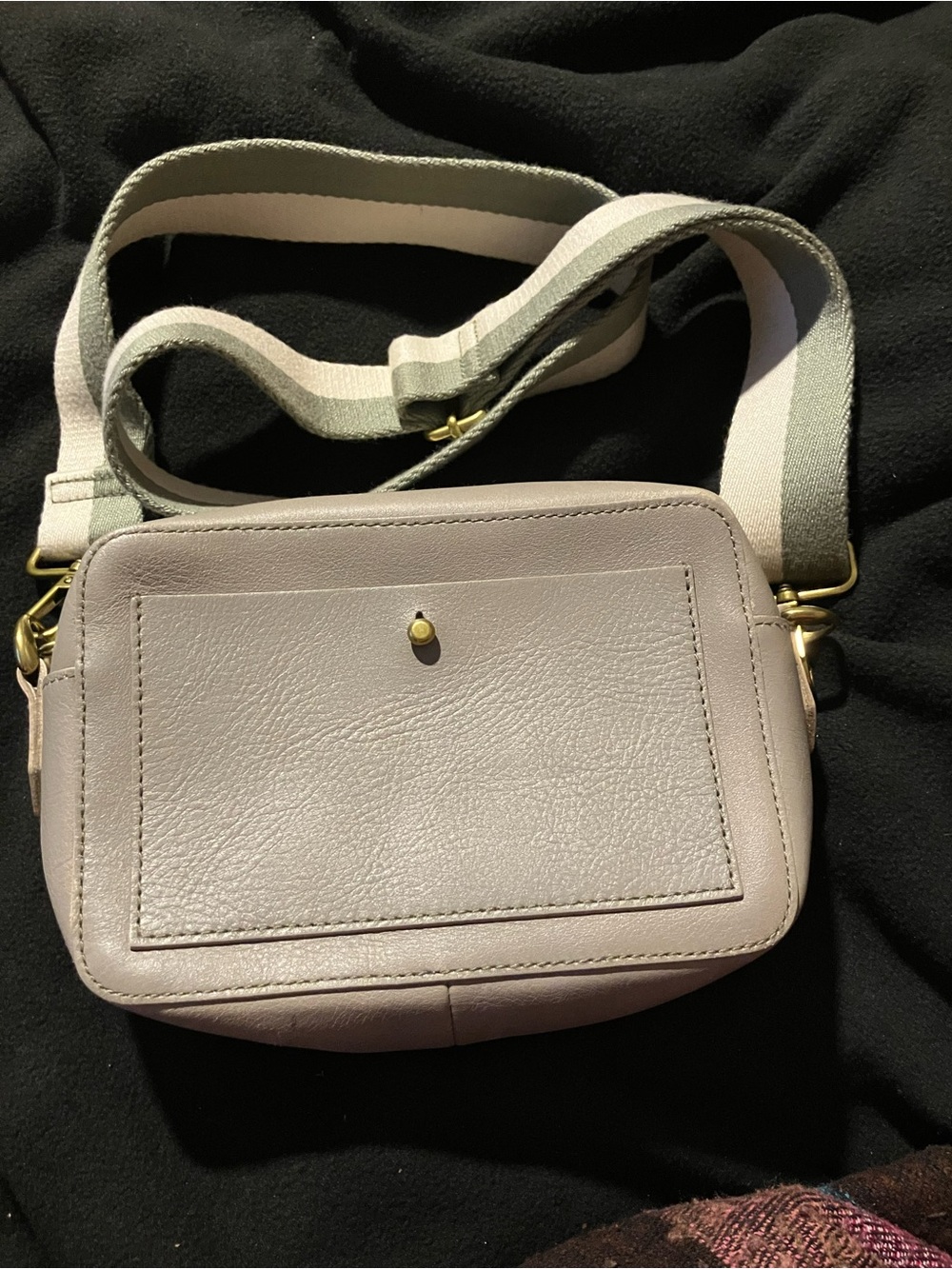 Madewell The Transport Camera Bag Grey Leather with Webbed Strap